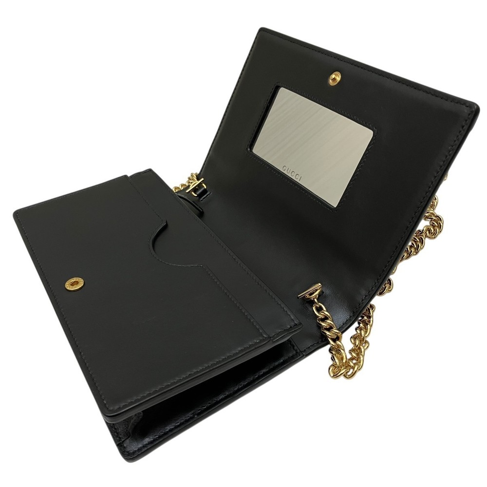 Gucci Matelasse Black Shoulder Chain Pouch Leather GG Wallet Bag - Picture 5 of 7